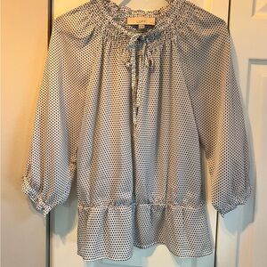 LOFT Black and White Patterned Blouse